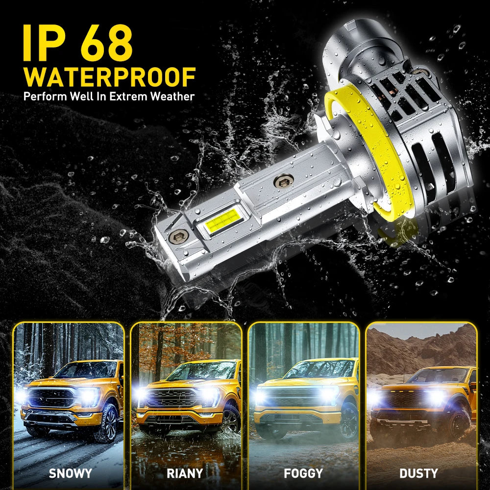 AUXITO Upgraded H11 H8 LED Headlamp Bulbs Canbus No Flickering Car High Low Beam Turbo 9005 HB3 9006 HB4 LED Headlight 30000LM