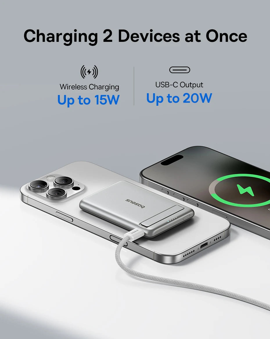 Baseus Qi2 Magnetic Power Bank with Kickstand 5000mAh