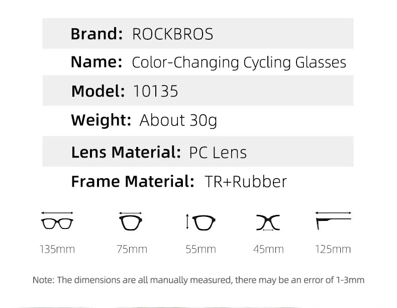 Photochromic Bike Glasses UV400 Cycling Sunglasses for Men and Women