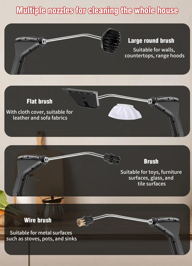 Handheld High Pressure Steam Cleaner for Kitchen, Car, Sofa, Window, Tile, Mirror