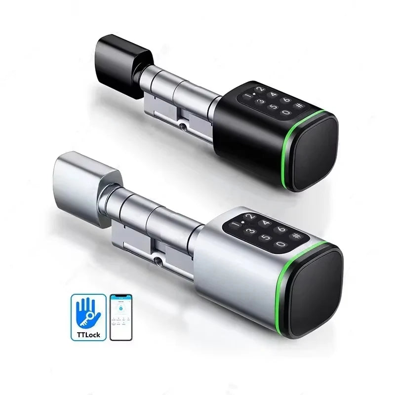 TTLock App Control Password RFID Card Euro Cylinder Door Lock Smart Lock Digital Keyless Replace Alexa (No Fingerprint)