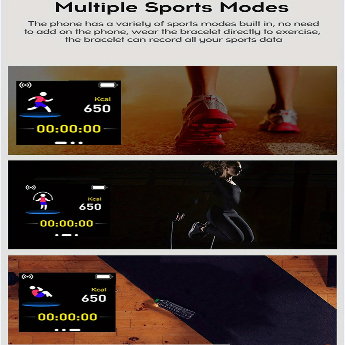 Bluetooth-fitnesssmartwatch met 1,44-inch display