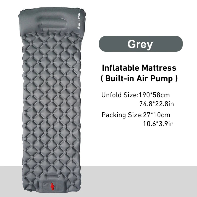 Inflatable Camping Mattress with Built-In Pump and Pillow
