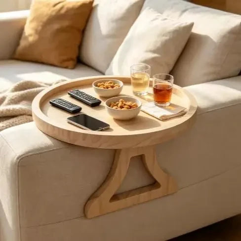 Plateau rond amovible pour accoudoir de canapé, 25 cm