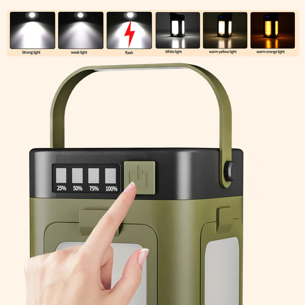Solar Camping Lantern Foldable Rechargeable Waterproof Flashlight