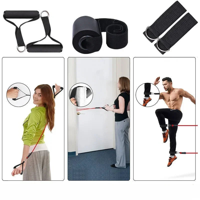 11pcs/Set Pull Rope, Resistance Bands, Portable Fitness Equipment, Ankle Strap, Chest Expander, Elastic Exercise Band