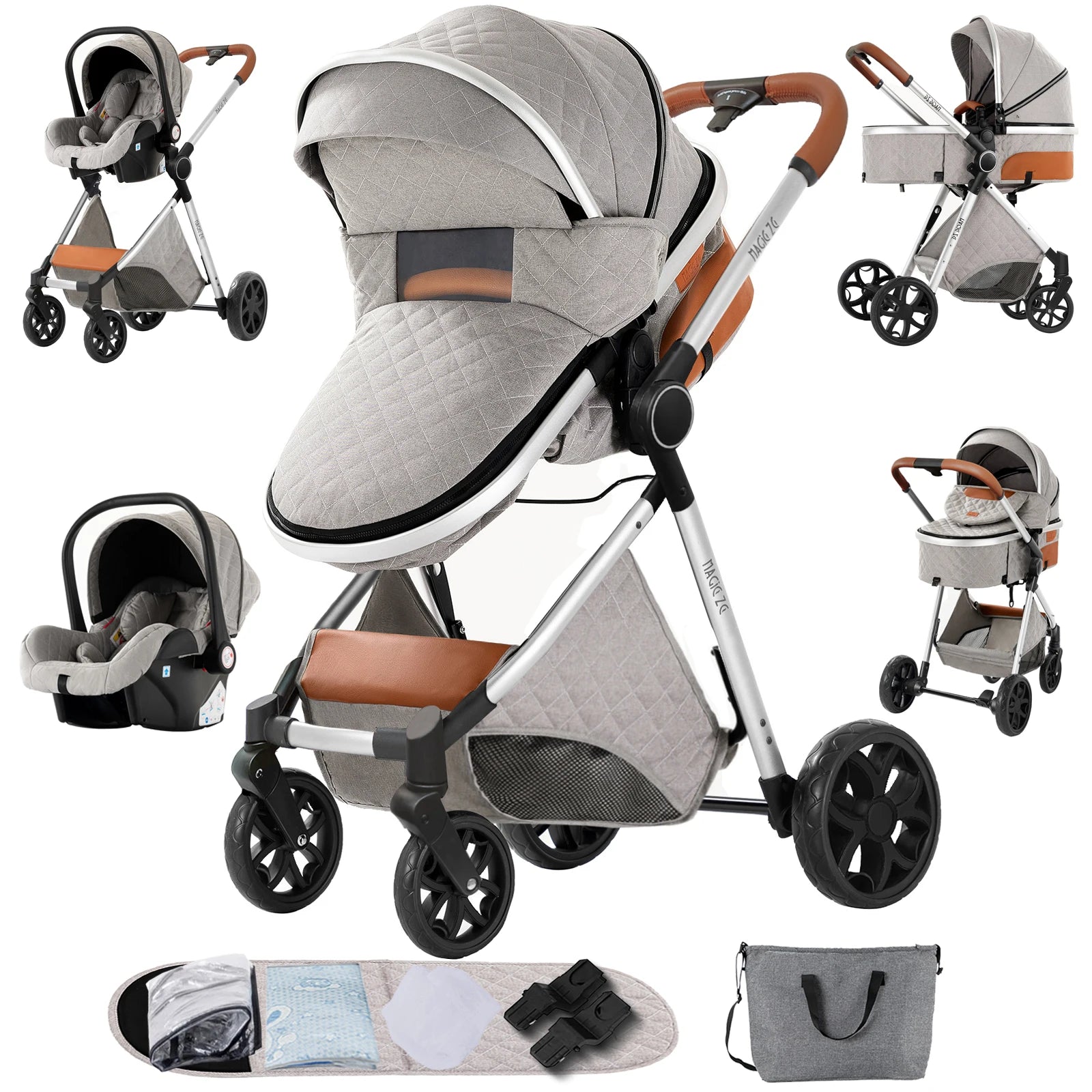 3-in-1 High Landscape Baby Stroller Travel System