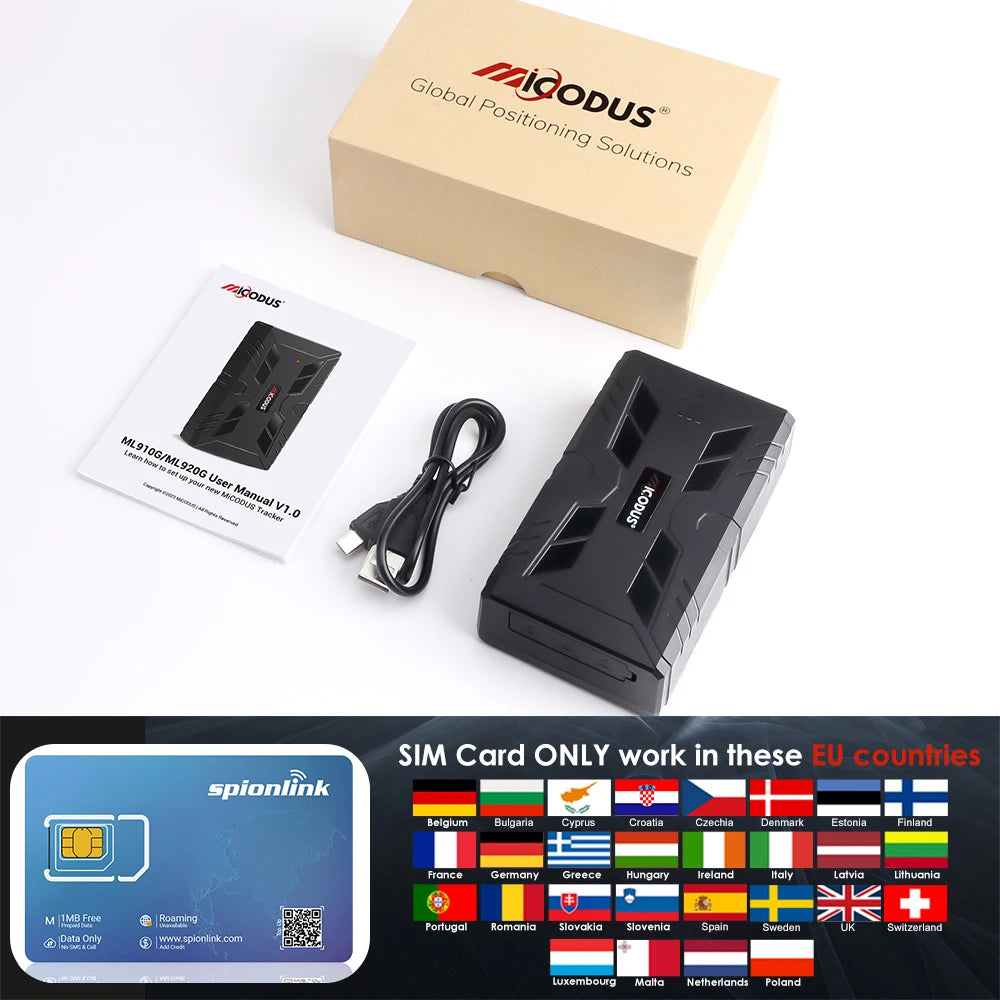 MiCODUS 4G GPS-spårare för bil spårningsenhet ML910G 10000mAh Superstyrk magnetisk bilspårare Flytta vibrera larm