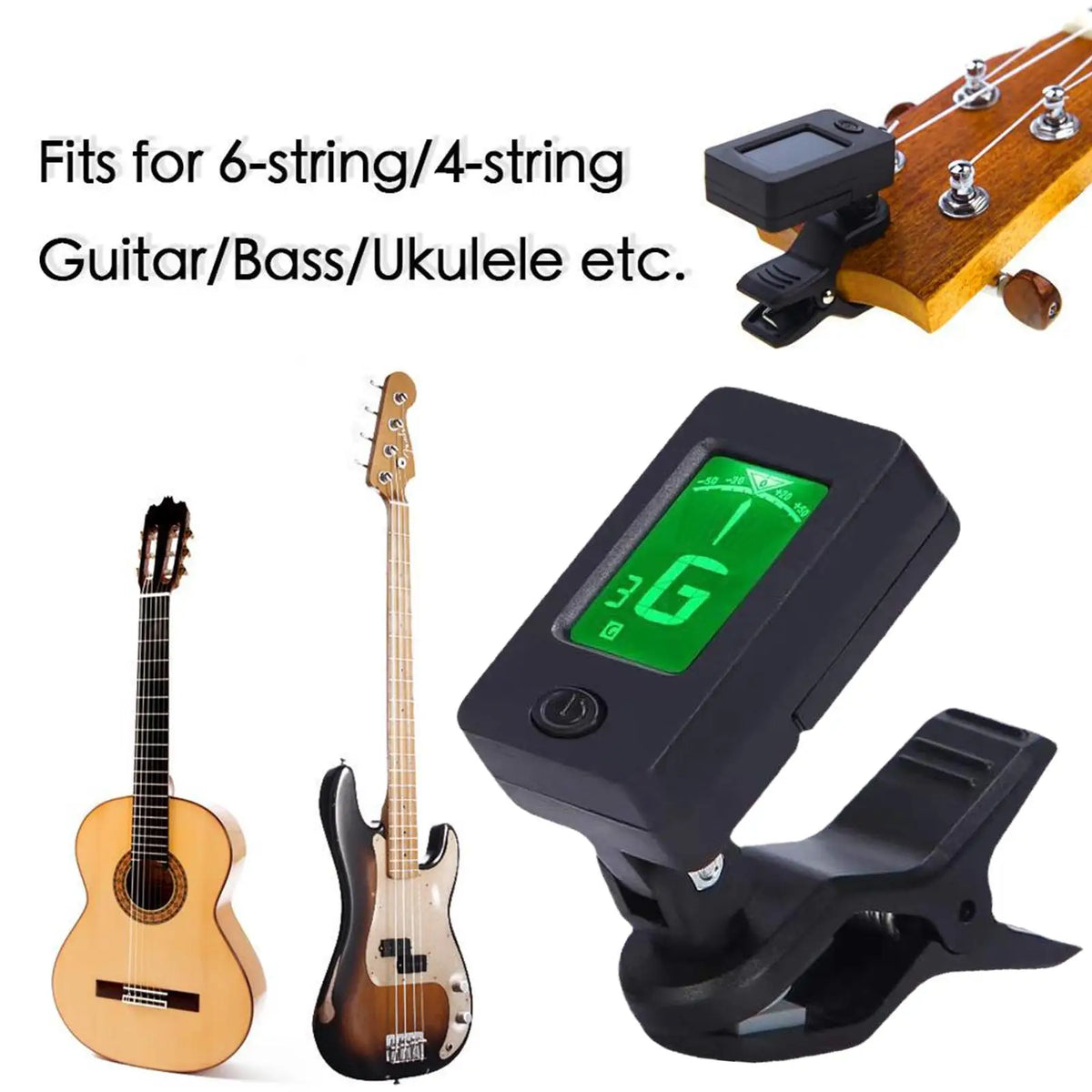 Clip-On Digital Instrument Tuner with LCD