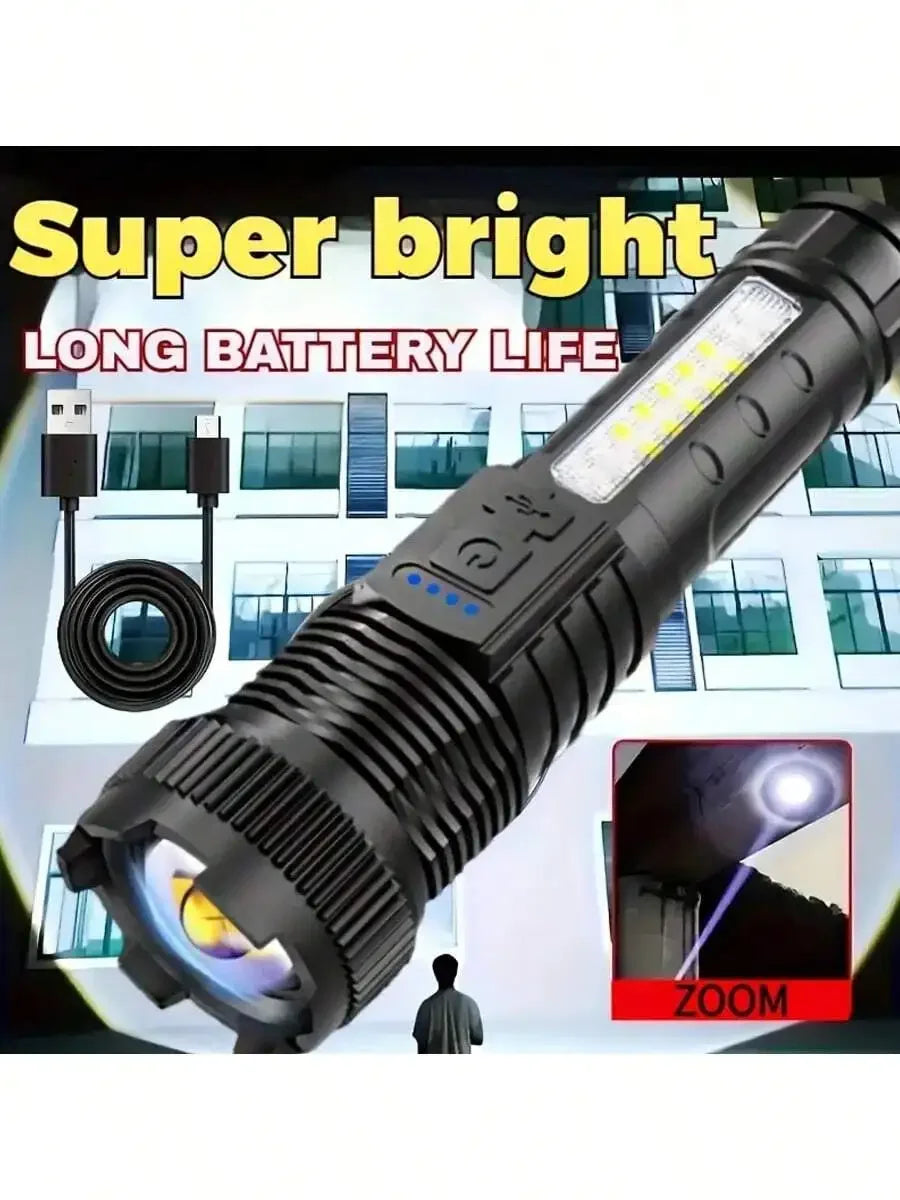 2 Piece Tactical Flashlight USB C Rechargeable 7 Modes