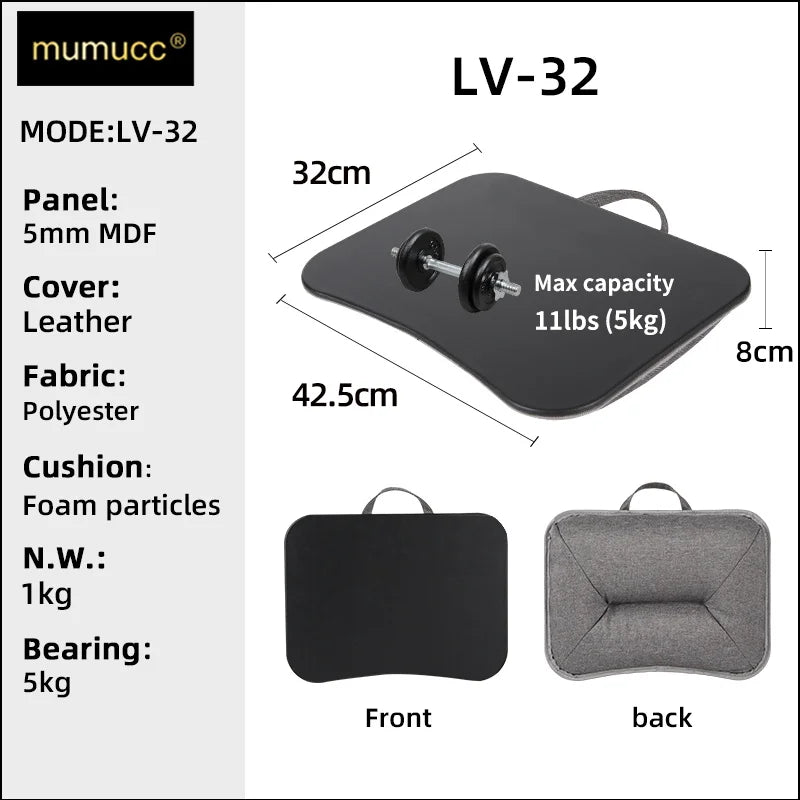 Cushioned Laptop Lap Desk with Wood Surface & Built-In Mouse Pad