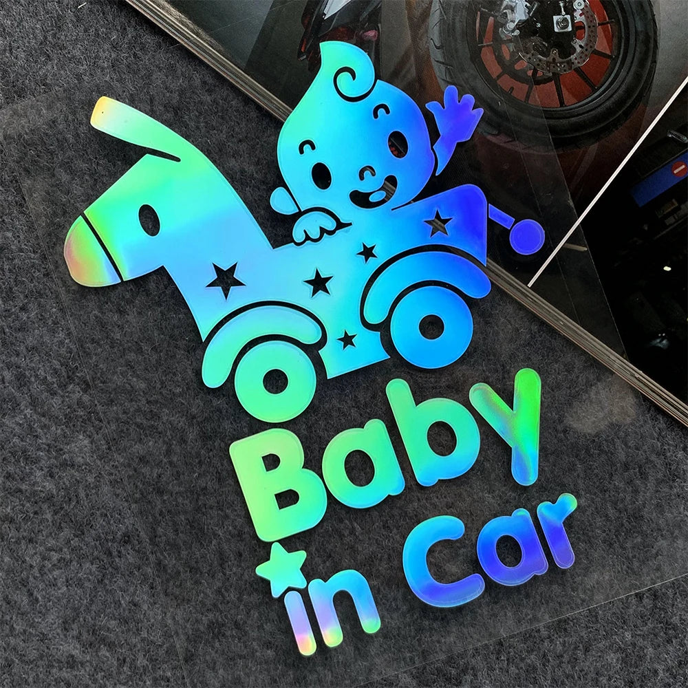 Αυτοκόλλητο Baby in Car με αντανακλαστικό ή ουράνιο τόξο – Σχέδια επιλογών