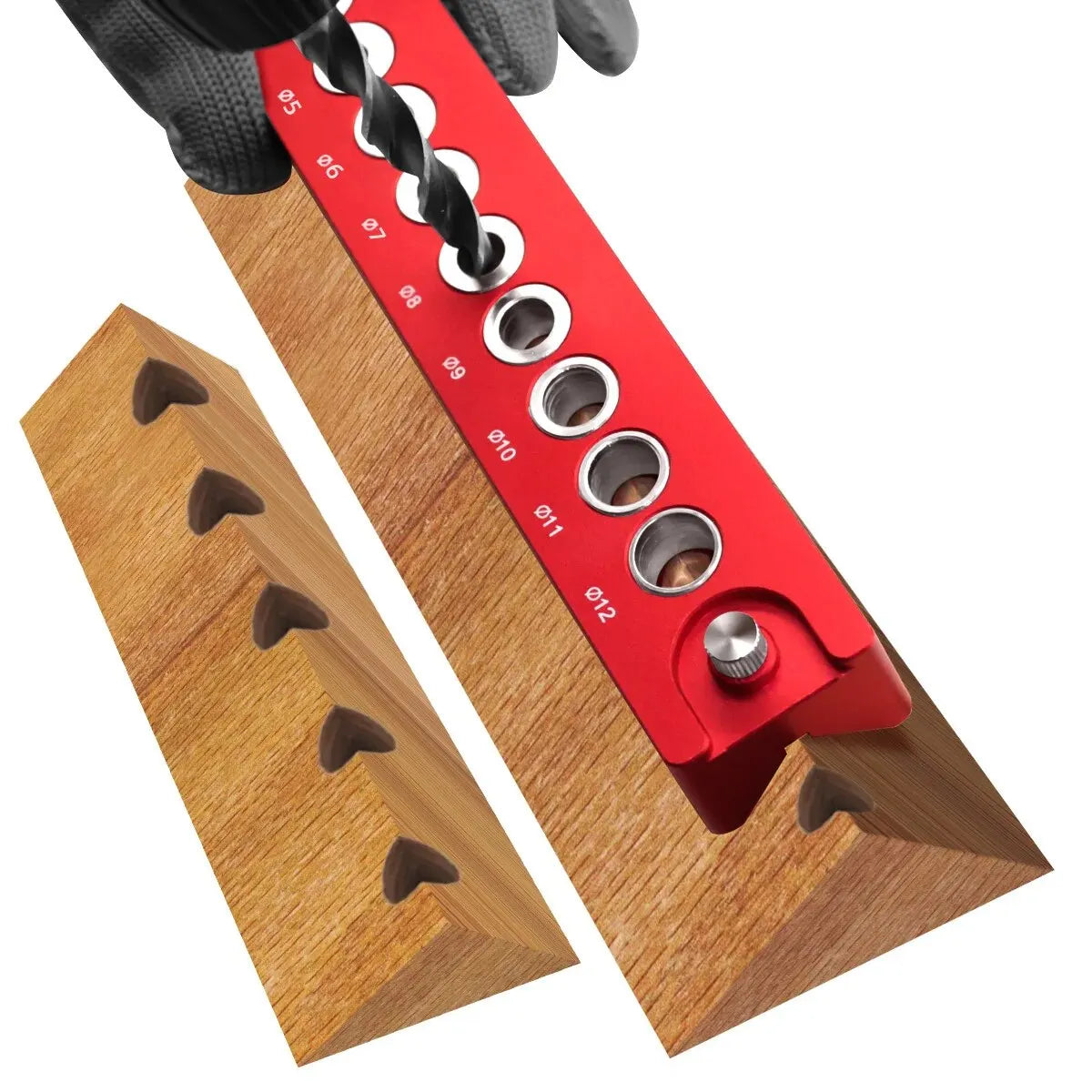Aluminium selv-sentraliserende dowel boring jig – 3–12 mm