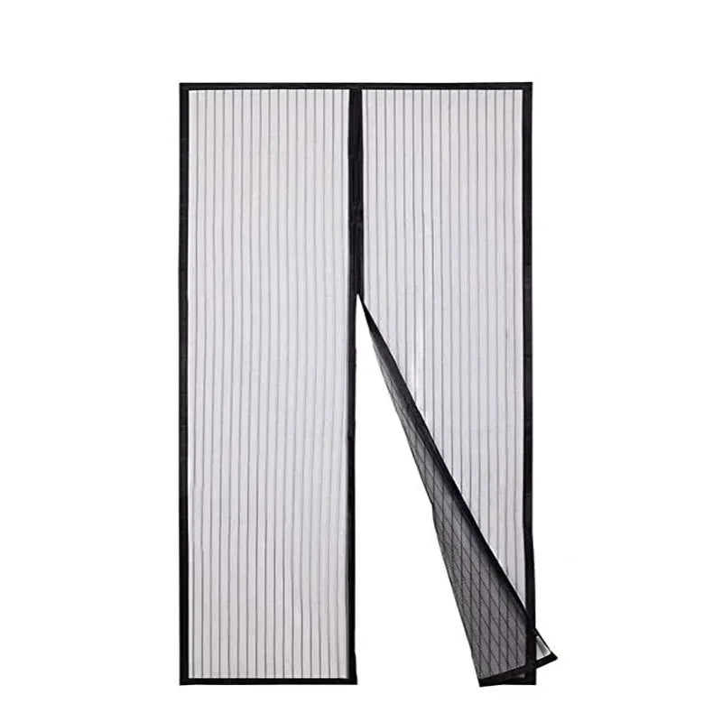 Heavy Duty Magnetic Screen Door Mesh Curtain Mosquito Net Bug Hands Free Partition Mute Striped Door Curtain Bedroom Ventilation