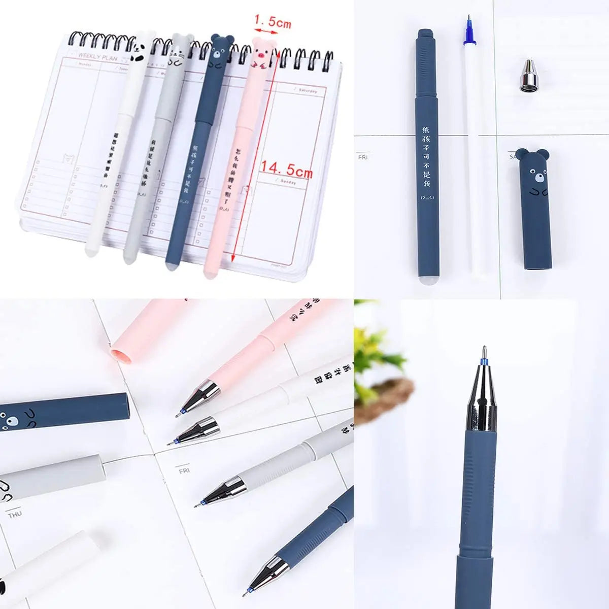 4+2+20 Pcs/Set Kawaii Erasable Gel Pens 0.35mm Waterproof Blue/Black/Red Gel Ink Stationery School supplies for Office Student