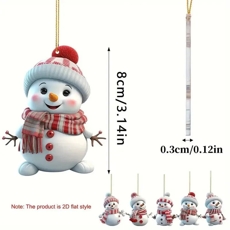 Festive 5-Pack Acrylic Snowman Ornaments