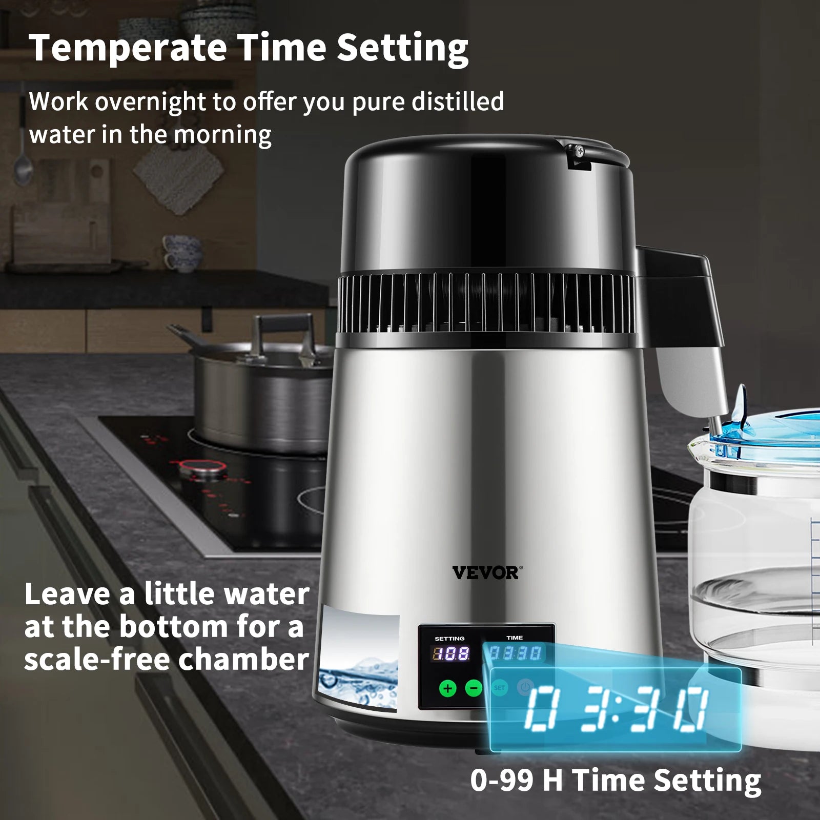 4L Countertop Water Distiller with 5-Stage Filtration & Touch Control