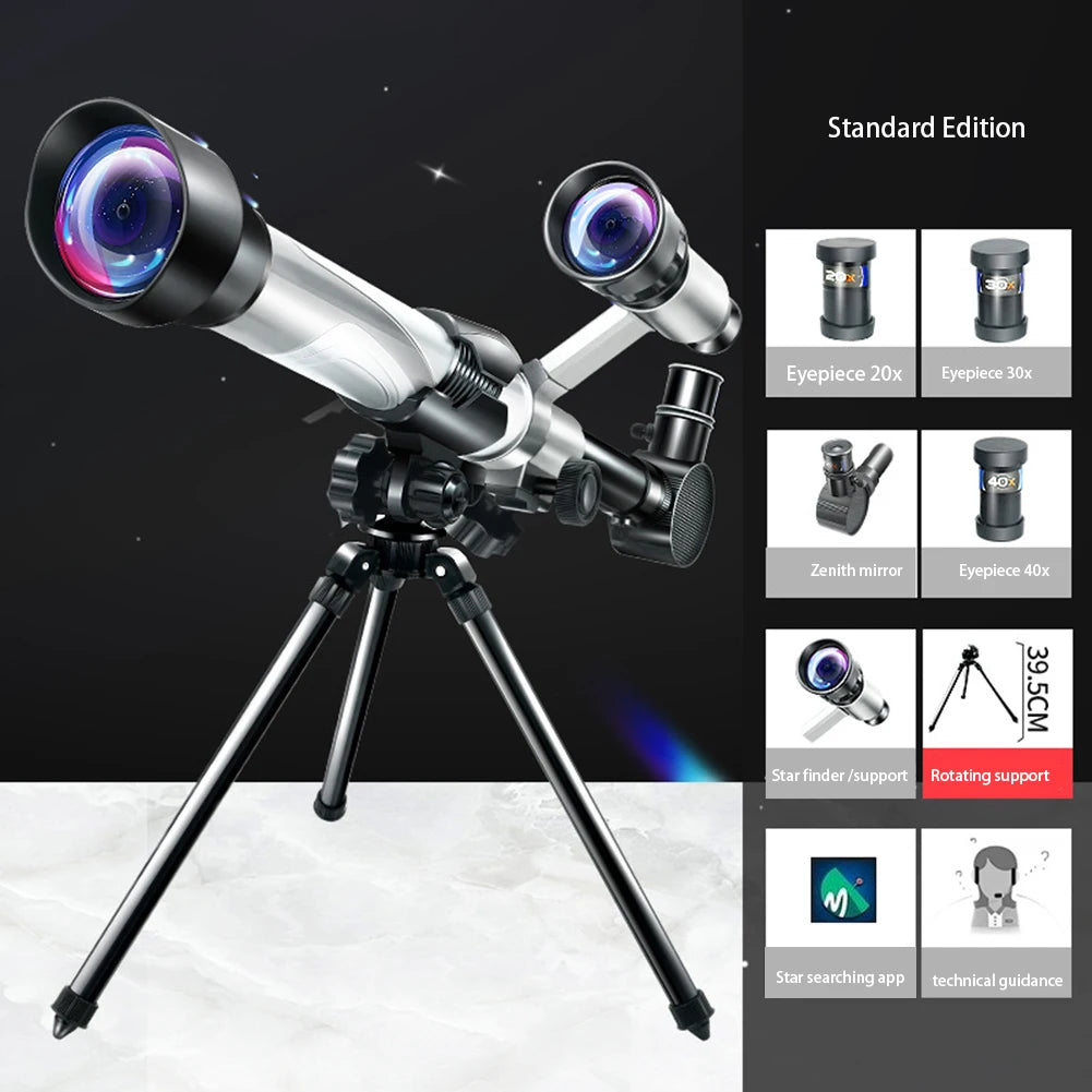 0|Professional Astronomical Telescope 20X 30X 40X Powerful Monocular Portable HD Moon Space Planet Observation Gifts for Children