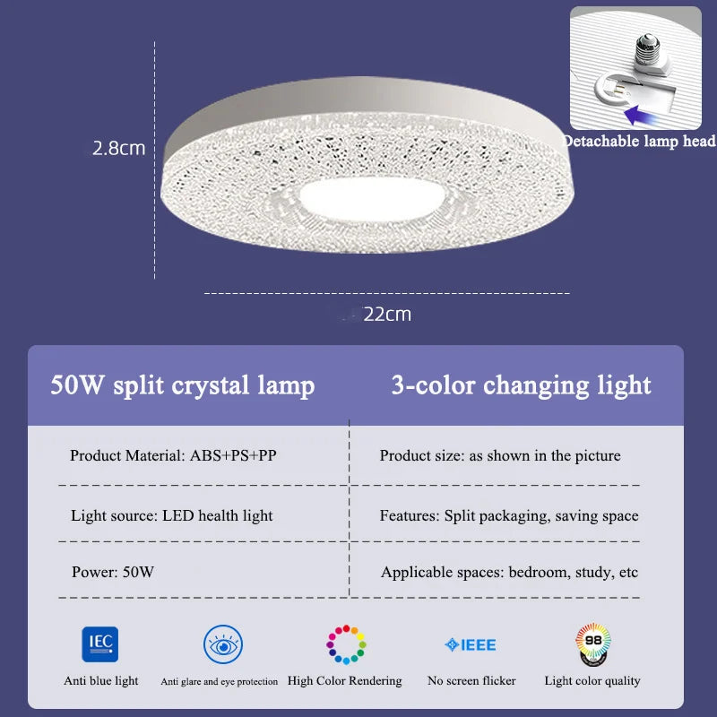 E27 LED-taklampe med skjerm med krystalleffekt