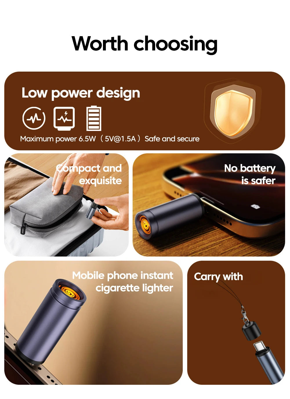 Type-C Mobile Cigarette Lighter Air Blowing Cigarette Lighter Outdoor Safety Portable Mini Cigarette Lighting Artifact