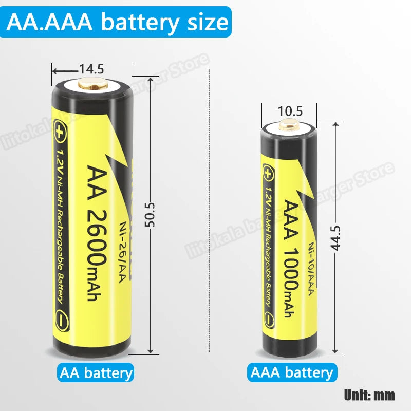 5-50PCS LiitoKala Ni-10/AAA 1.2V 1000mAh AAA NI-MH Rechargeable Batteries For Shaver Flashlight Camera NIMH Pre-charged Battery
