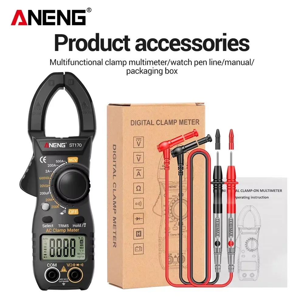 Clamp Meter Digital Multimeter NCV 1999 Counts AC/DC Voltage Ammeter Tester ANENG ST170 Capacitance Ohm Electrician Tester Tools