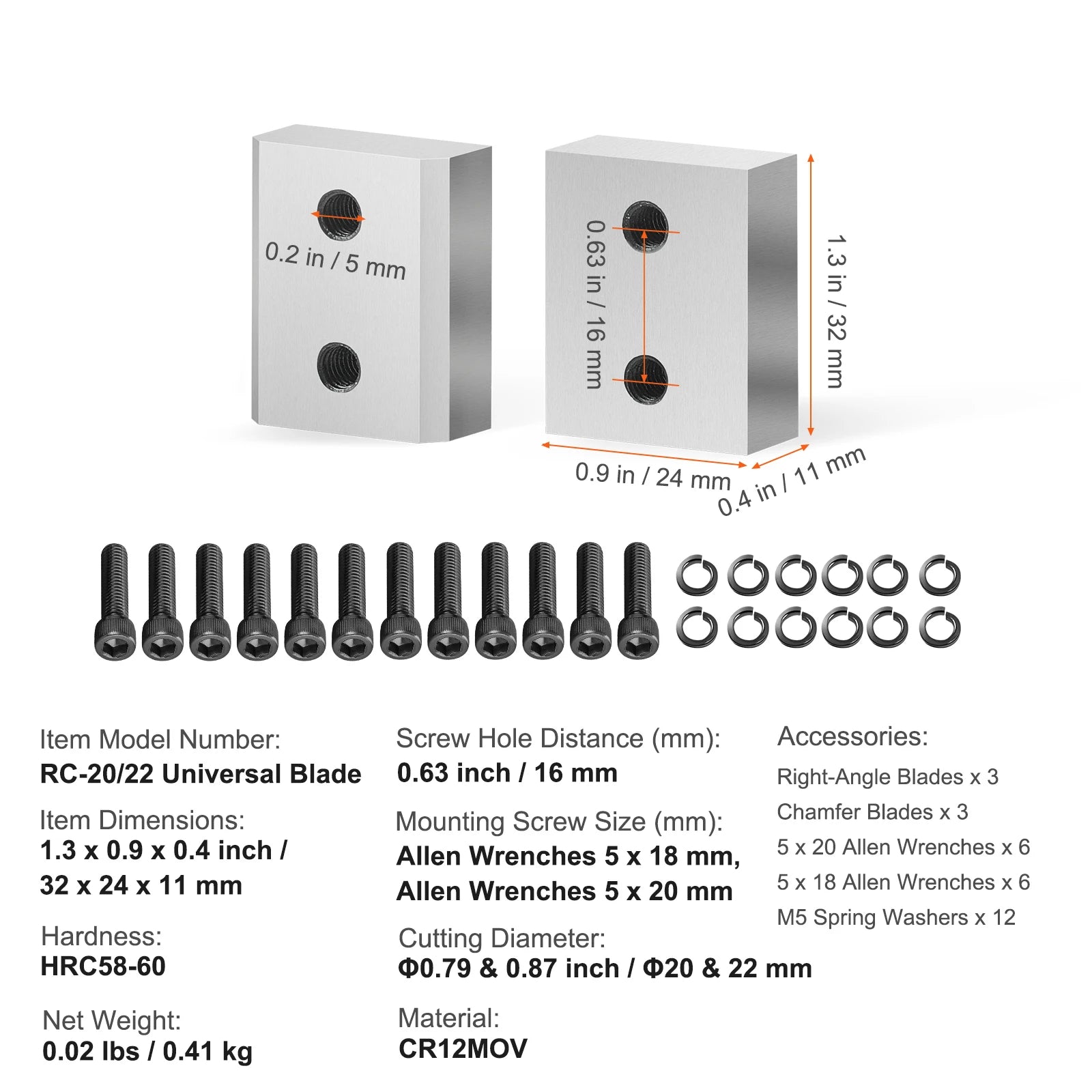 Electric Rebar Cutter Replacement Blades Set (6PCS) for RC-25
