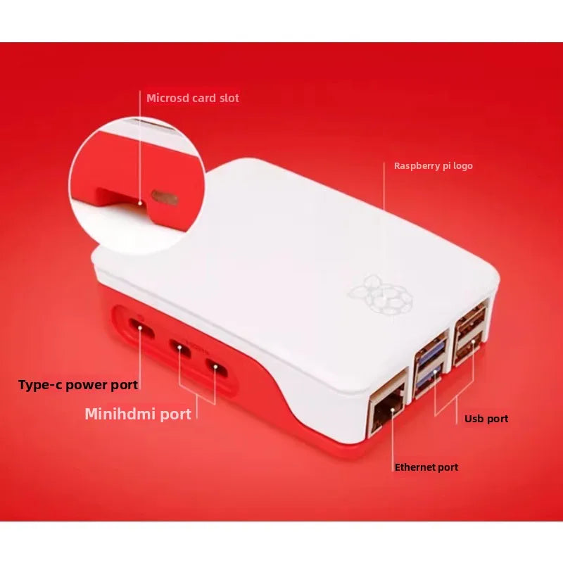 NEW Official Raspberry Pi Case Red White ABS Plastic Protective Cover With Heatsink Fans For Raspberry Pi 5
