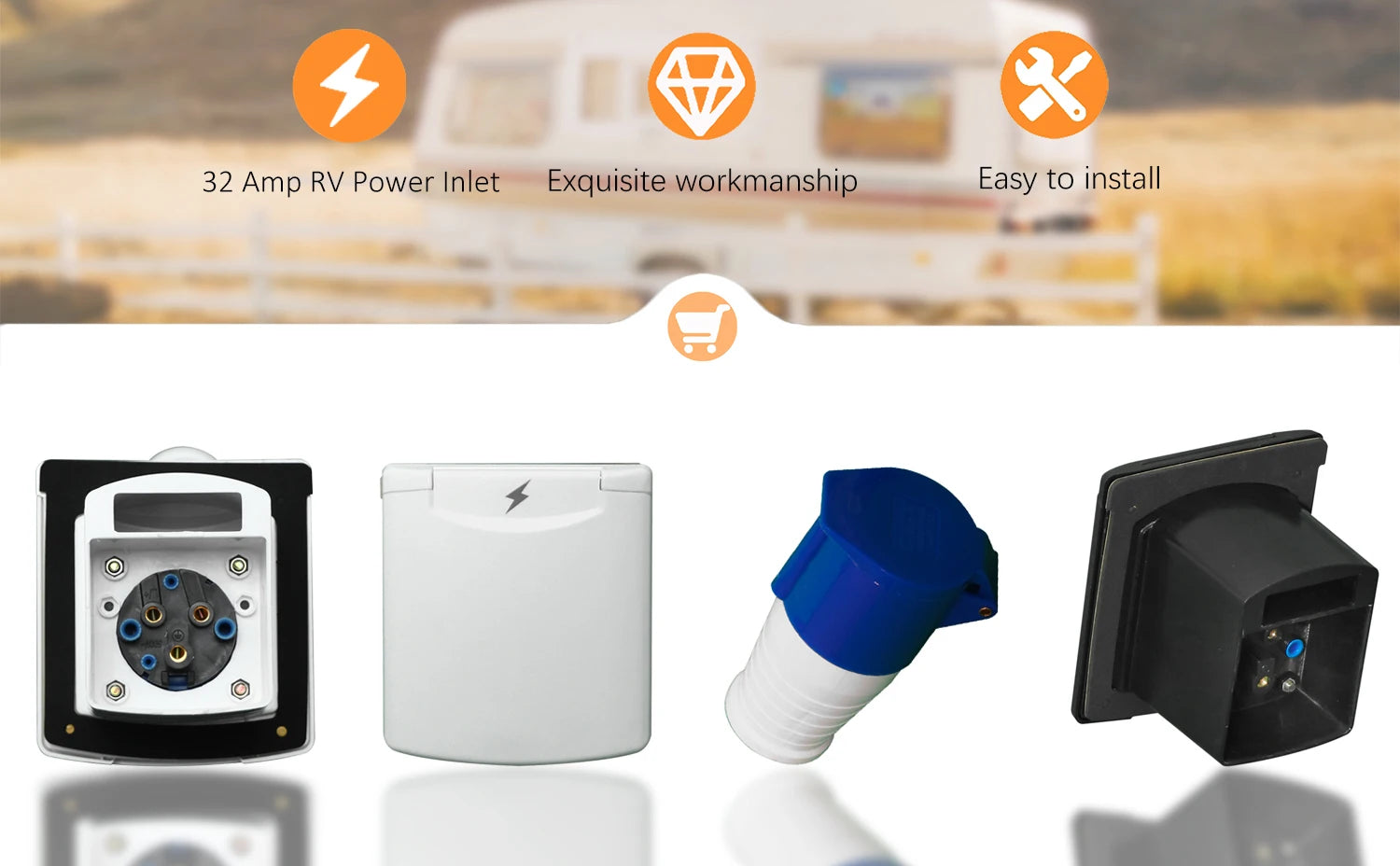 32 Amp Rv Inlet Plug & Rv Outlet Box Kit, 32 Amp Camper Plug Shore Power Inlet with Connector Protective Cover Rv Receptacle for