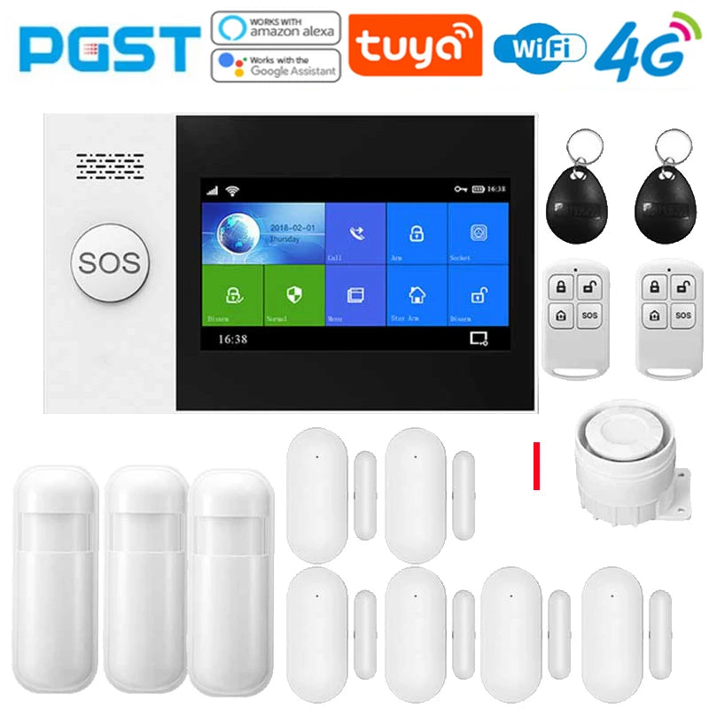 PGST 4G home allarme anti-furto, Tuya, kit di sicurezza con sensore di movimento PIR, wireless, WiFi, GSM, PG-107
