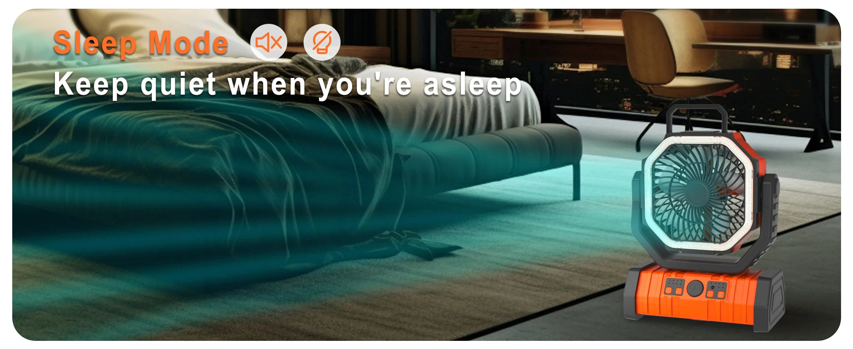 20000mAh High-Capacity Battery LED Light Camping Fan Movable Wireless Air Circulators Outdoor Ventilador with Hook