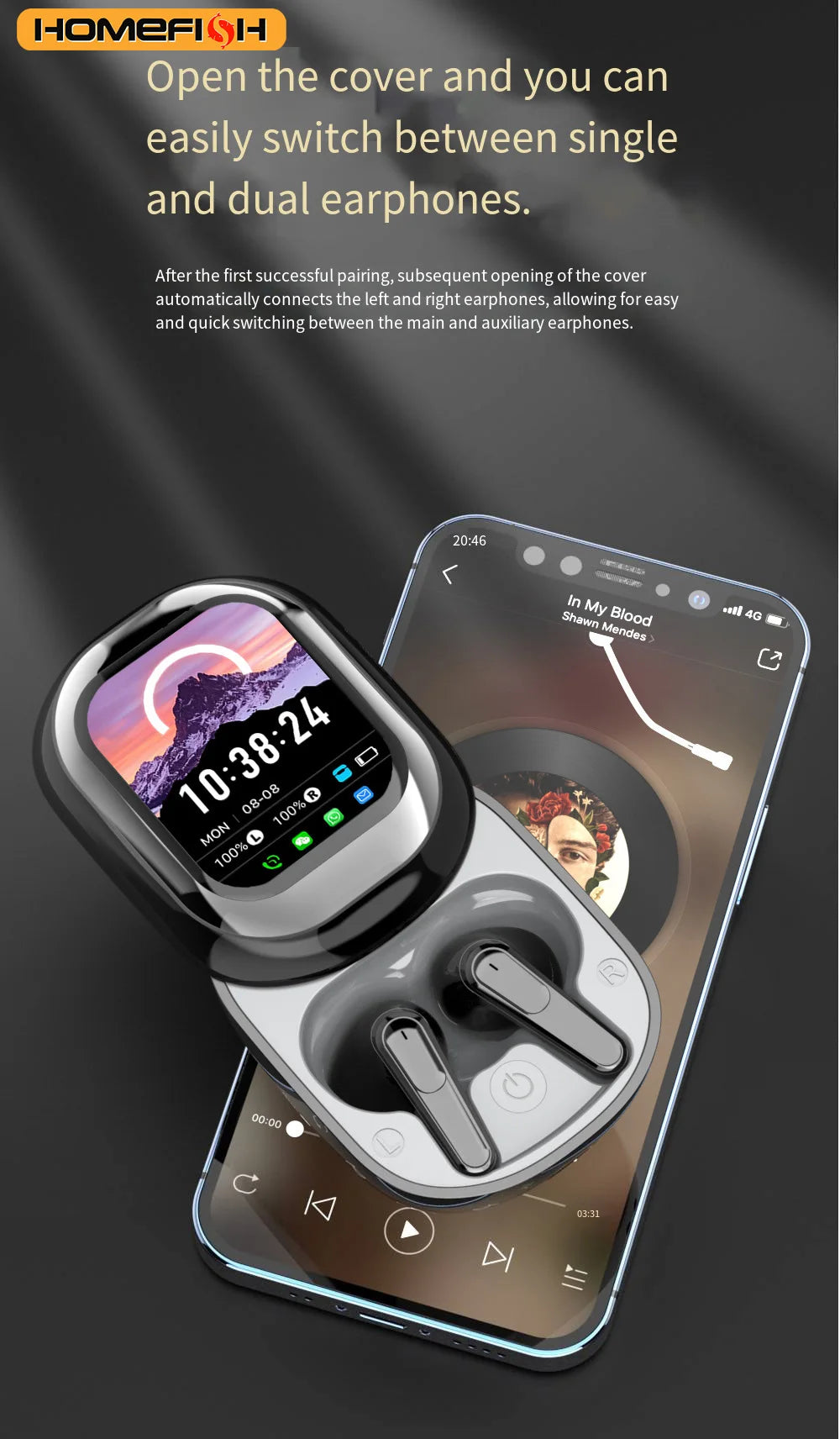SE-ONE Wireless Earbuds with Touchscreen Case