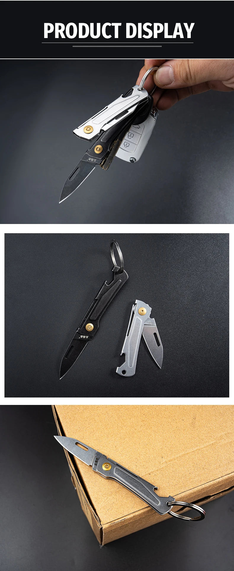 SANRENMU 431S Folding pocket knife 12C27 blade Portable EDC outdoor camping bottle opener Keychain hole knife