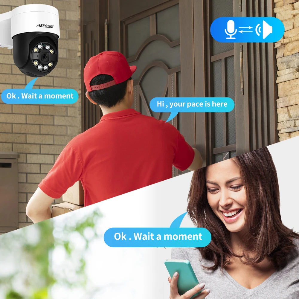 8MP 4K PTZ IP Security Camera with Face Detection, Audio, PoE and Color Night Vision