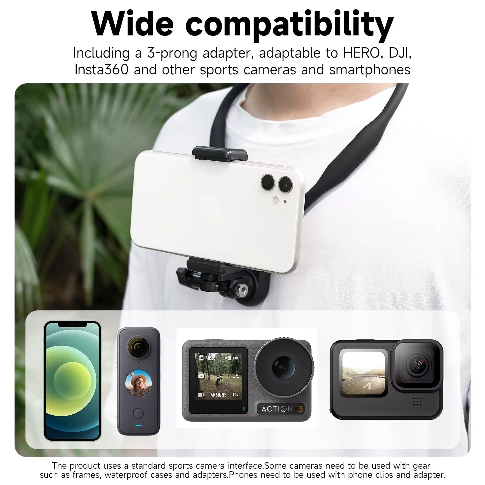 TELESIN Boyun Tutucu Göğüs Montajı Aksiyon Kameraları için