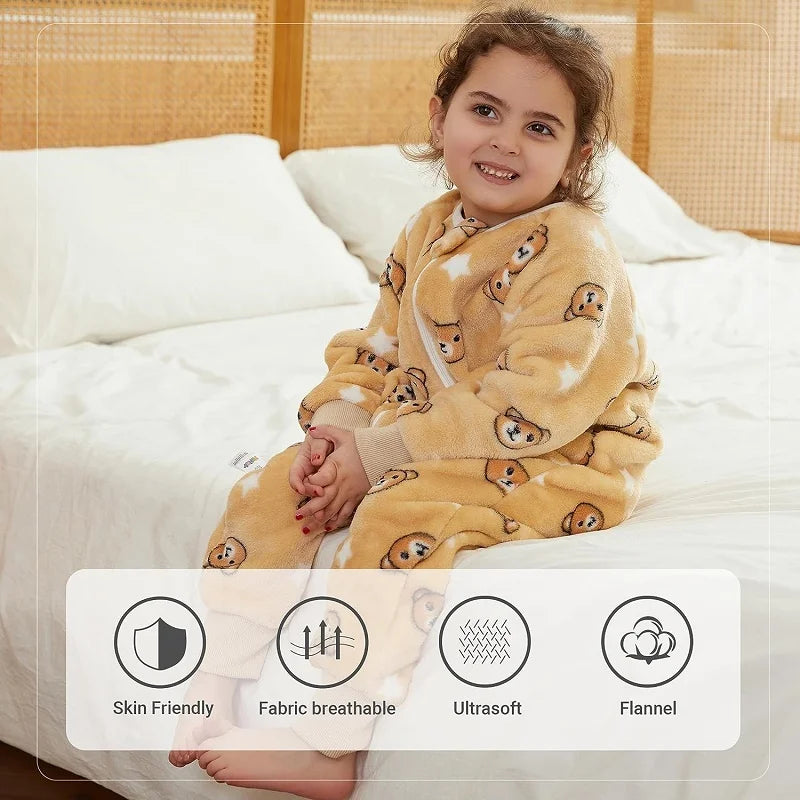 Cartoon Flannel Sleepsack Pajamas for Kids