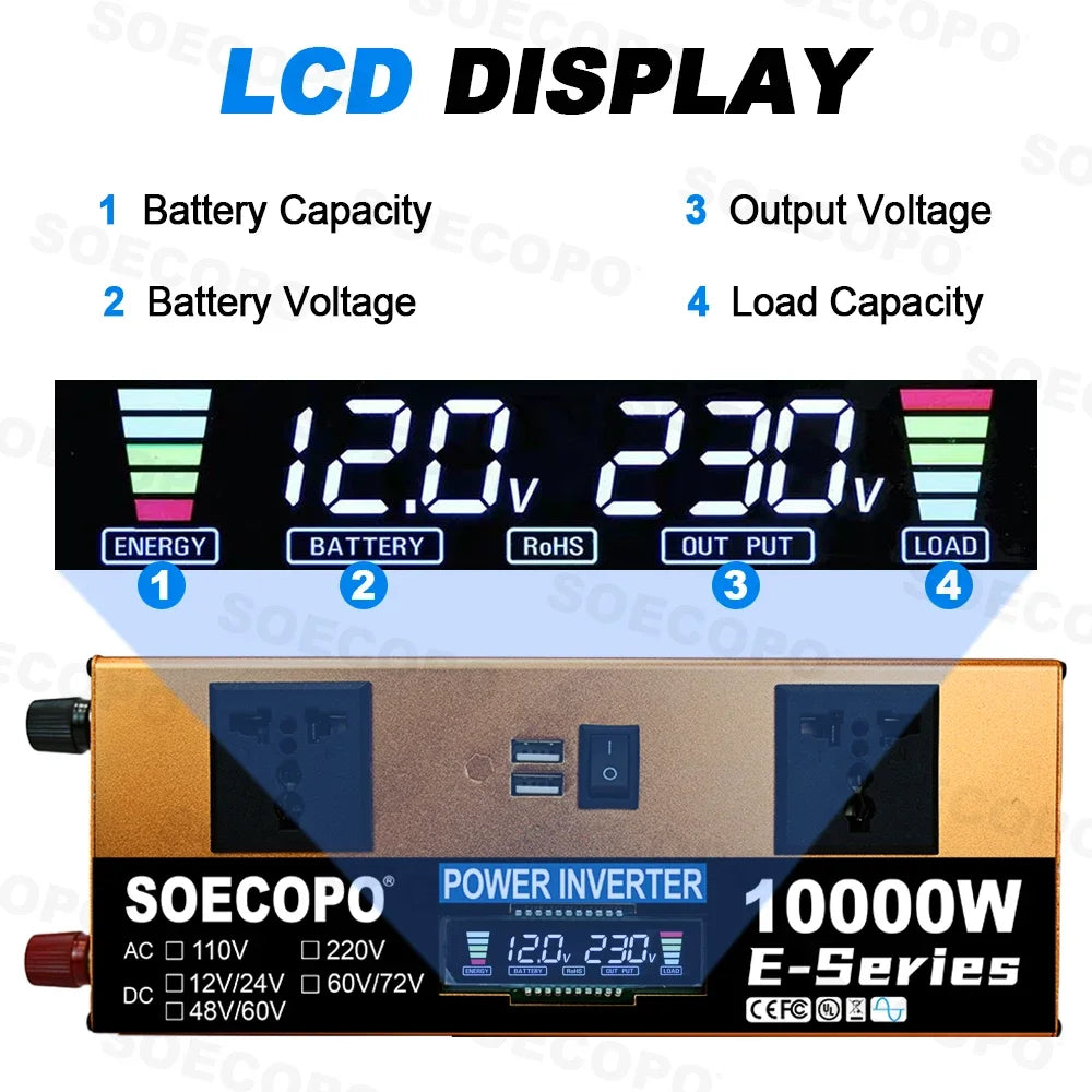 Komplet solcellekit 10000W peak inverter til off-grid brug