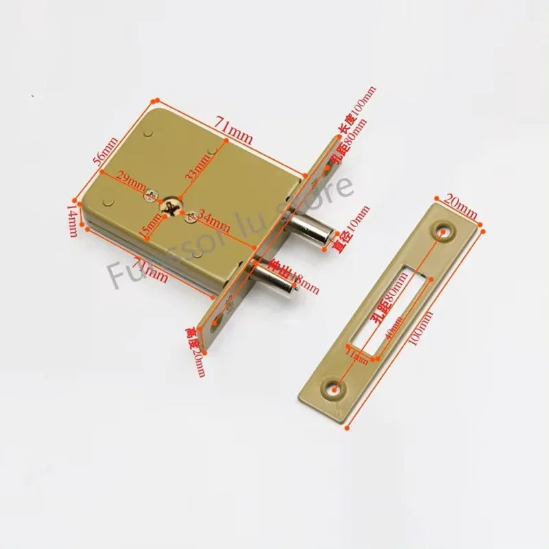 Concealed-Door Box Lock, 72 x 57 x 15 mm