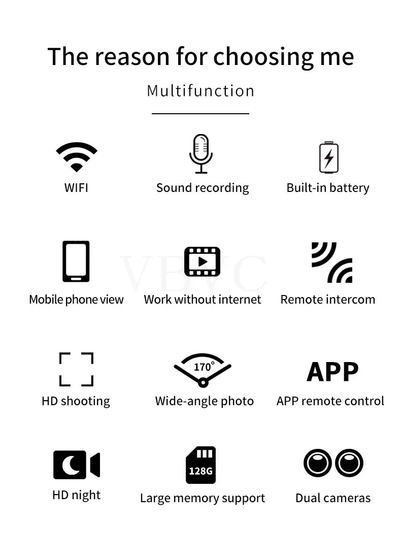 Caméra Mini WiFi 4K HD, sécurité domestique sans fil, double webcam, caméscope IP micro, vision nocturne, moniteur sportif, magnétiques
