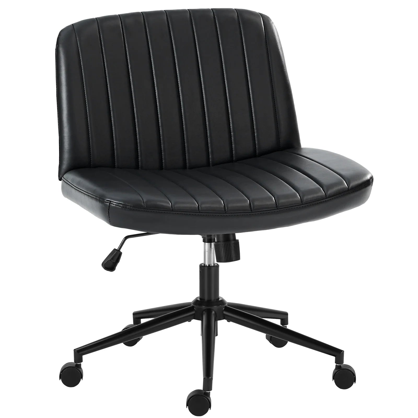 Wide Cross Legged Office Chair Armless Swivel Adjustable Desk Chair