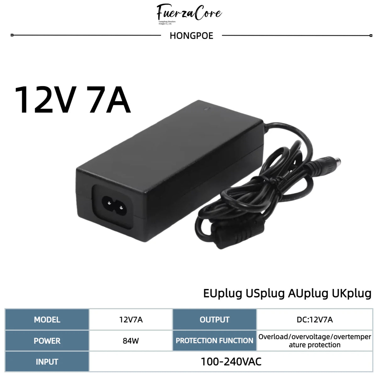 12 V DC Power Adapter, 2 A to 12.5 A Options