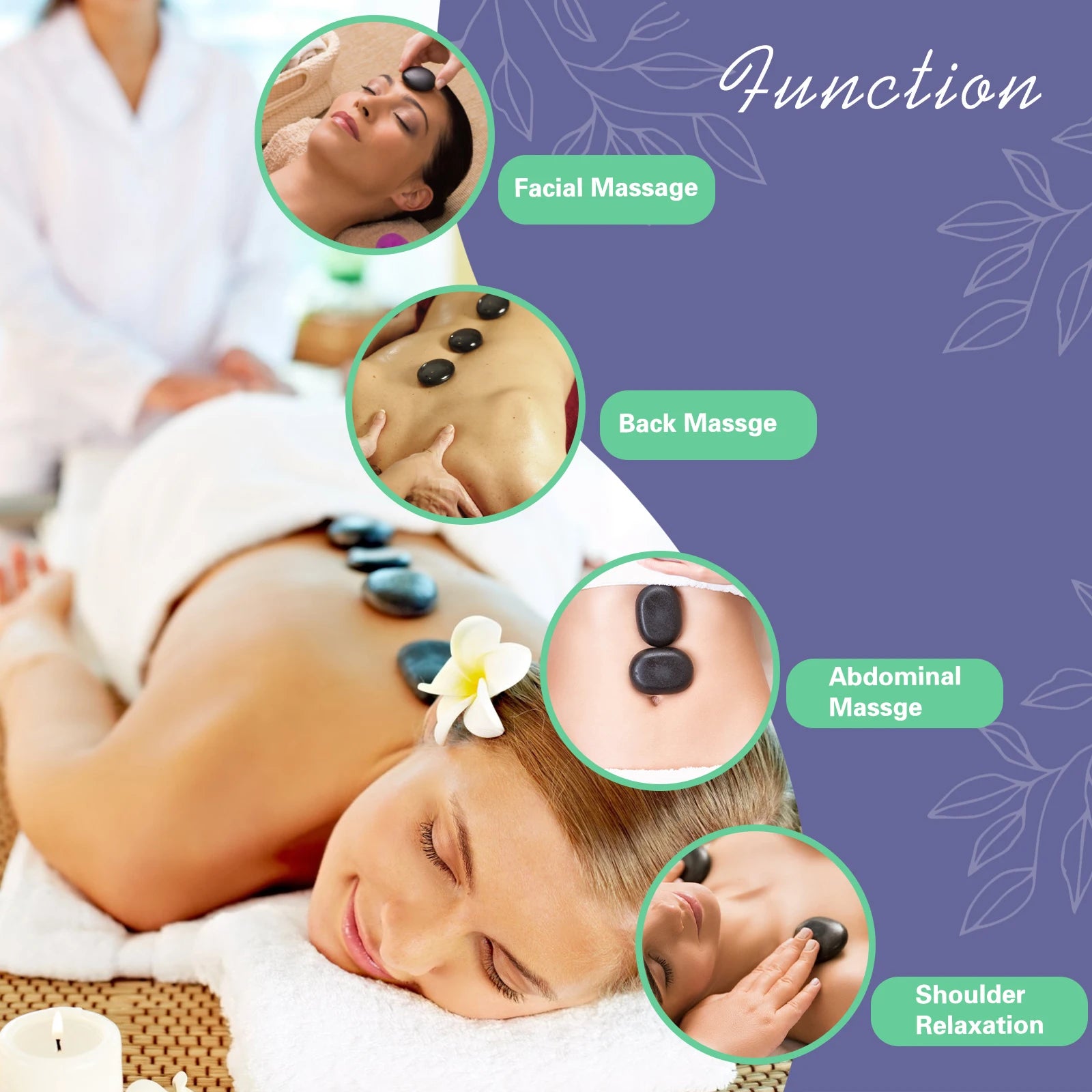 Hot Stones Massage Set with Temperature Adjustment
