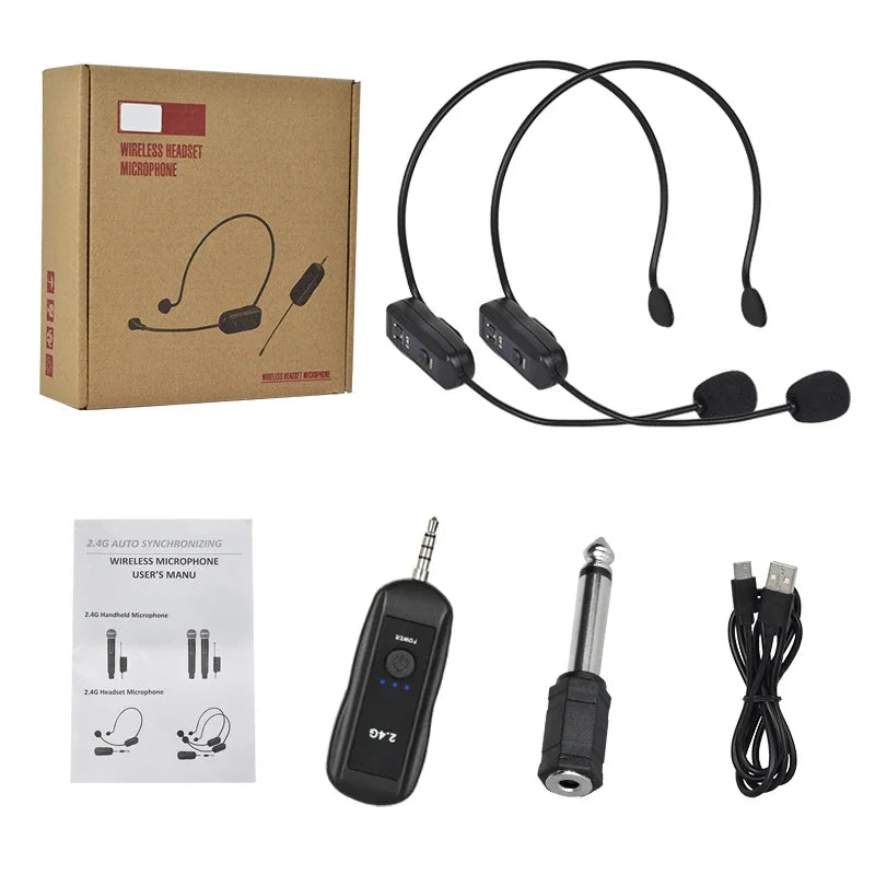 2.4G trådløs mikrofon til stemmeforstærker, headset med high fidelity, smart støjreduktion, plug and play, til karaokehøjttaler og mikrofon