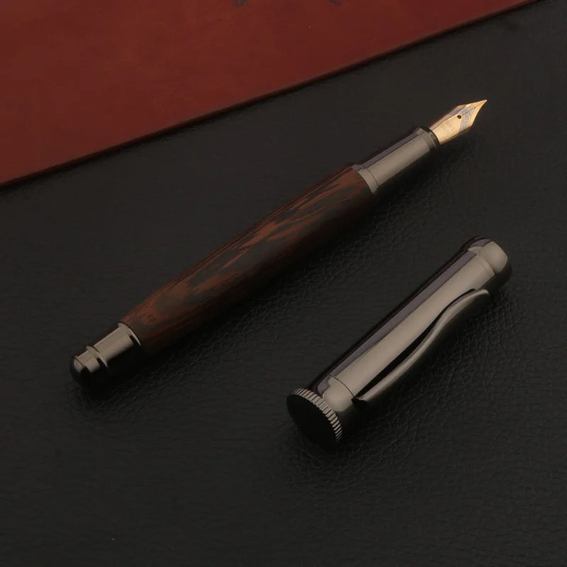Wood Fountain Pen with Tiger Pattern Finish