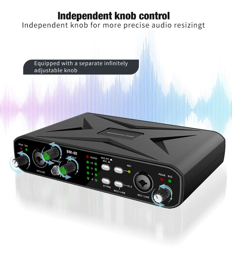 EM-02 USB Audio Interface met Microfoonvoorversterker