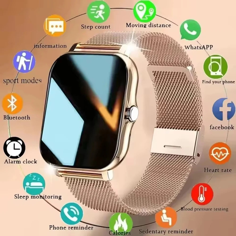 Smartklocka, 1.83" HD-skärm, Bluetooth-samtal, pulsmätare, blodsyremätare, hälsomätare, sportklocka för kvinnor och män, högtidspresent, Ht30