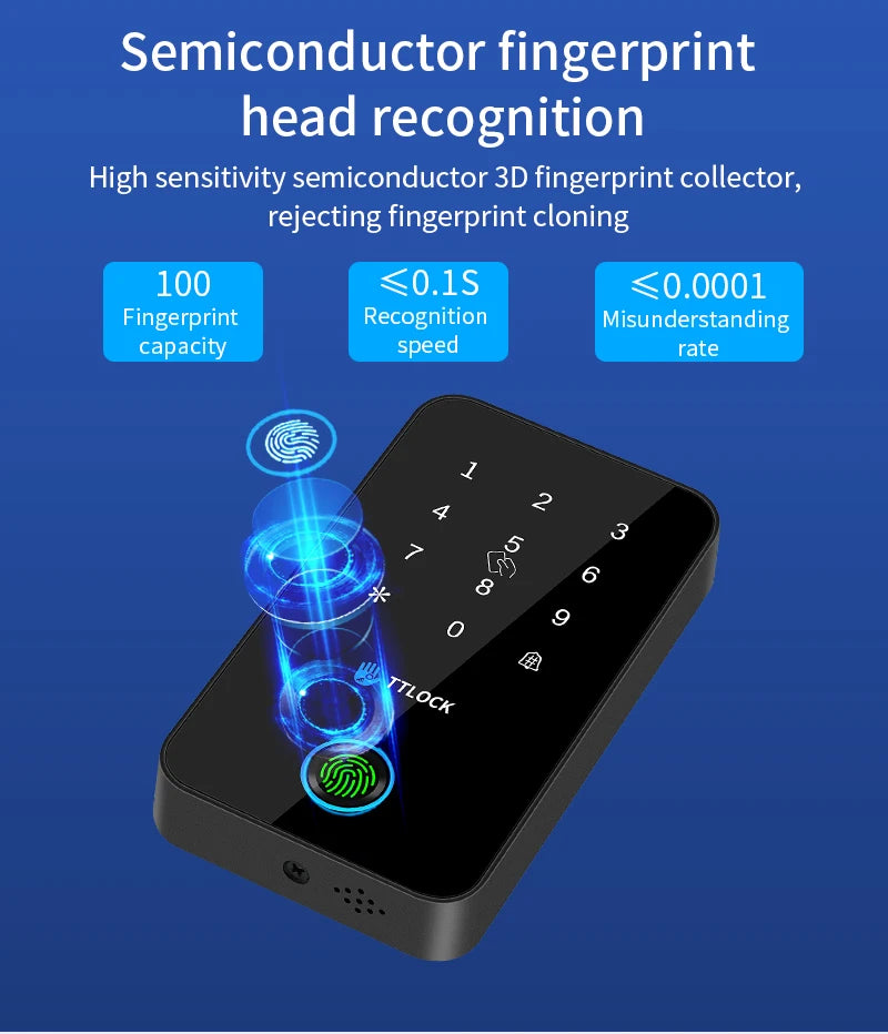 BSTUOKEY Étanche IP67 Serrure intelligente TTlock Contrôle d’accès Clavier Extérieur Empreinte Digitale Mot de passe Bluetooth 13.56MHz Carte App Déverrouiller