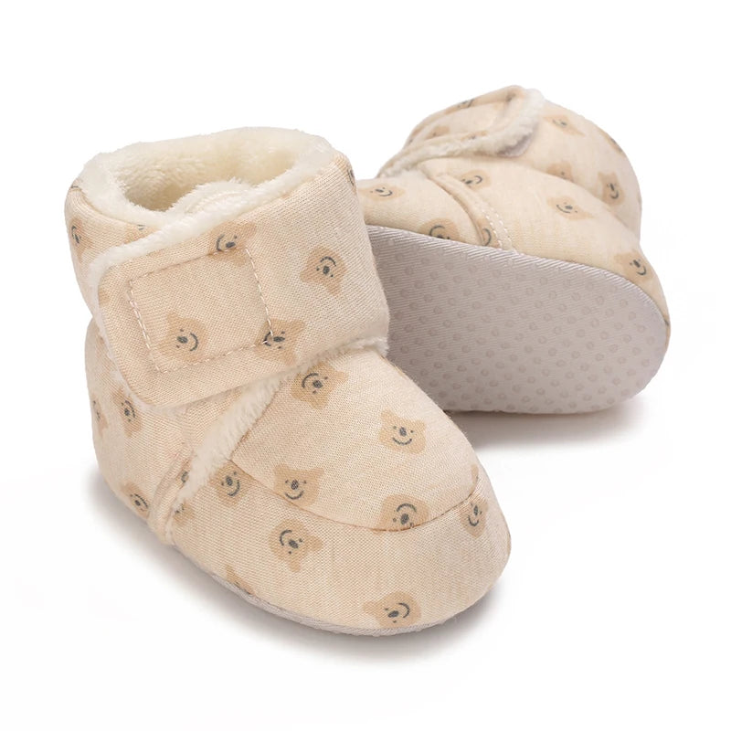 Cute Bear Baby Shoes Soft Plush Winter First Walkers