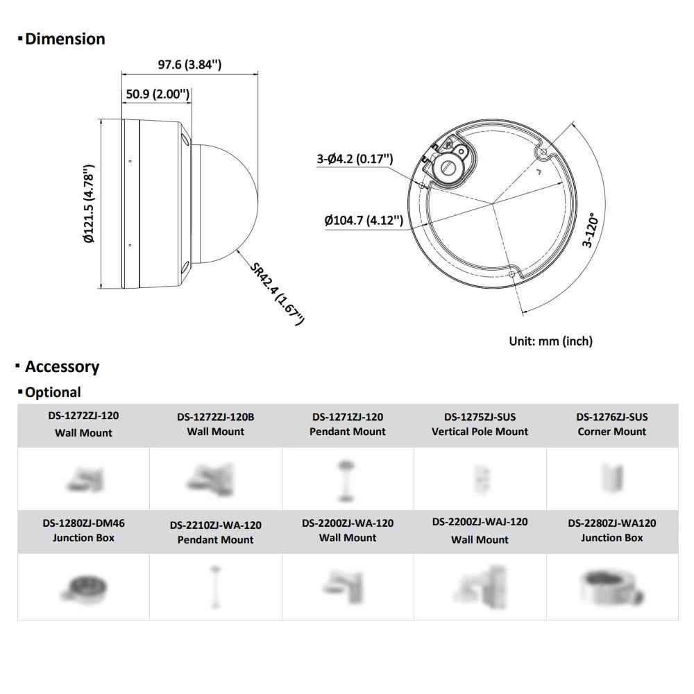 Hikvision 8MP IP Camera DS-2CD1183G2-LIUF 4K Smart Hybrid Light IR White Light Built-in Mic Dome Network Camera SD Card Slot