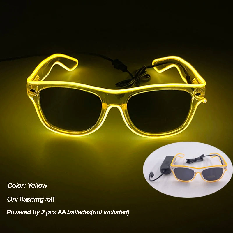 Cool Luminous Colorful LED Light Up Glasses Glowing Neon Light Flashing Party Glasses For Nightclub DJ Dance Party Decor